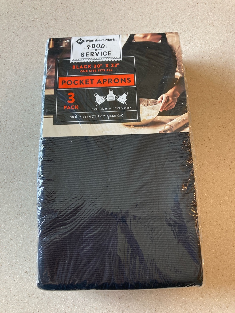 NEW Member's Mark Black Pocket Aprons - 3 Pack